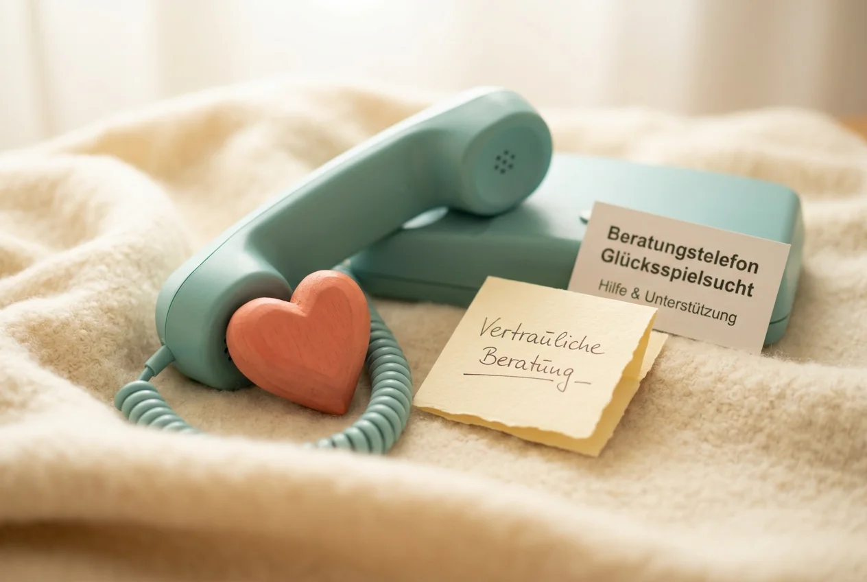 Telefonhörer mit Hilfesymbol als Sinnbild für anonyme Beratung