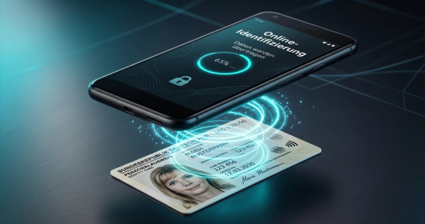 Smartphone mit digitaler Ausweisfunktion und Online-Formular