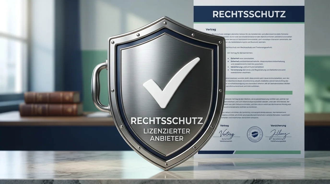 Schutzschild mit Häkchen als Sinnbild für regulierte Anbieter mit Rechtsschutz