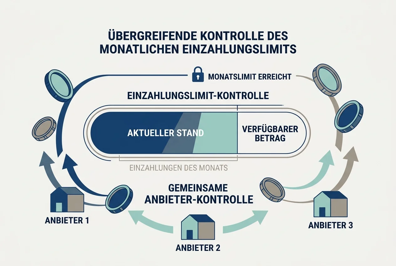Visualisierung des monatlichen Einzahlungslimits von eintausend Euro im regulierten Markt